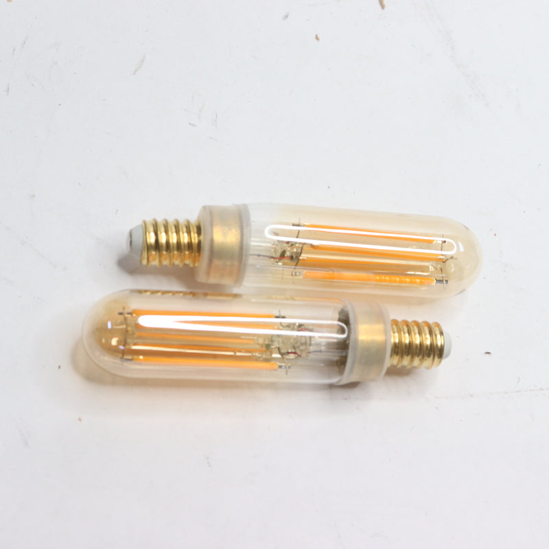 (2-Pk) Feit Candelabra Vintage LED Light Bulb Glass Warm White T6 40W