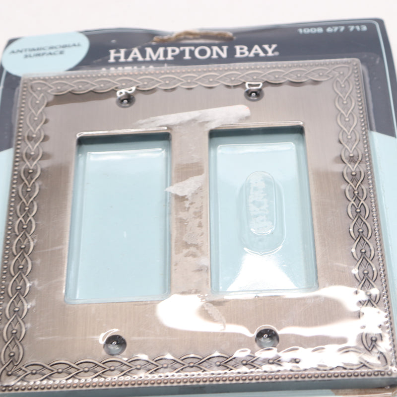Hampton Bay Amelia 2-Gang Rocker Wall Plate Antique Nickel Cast Metal 93RRANHB