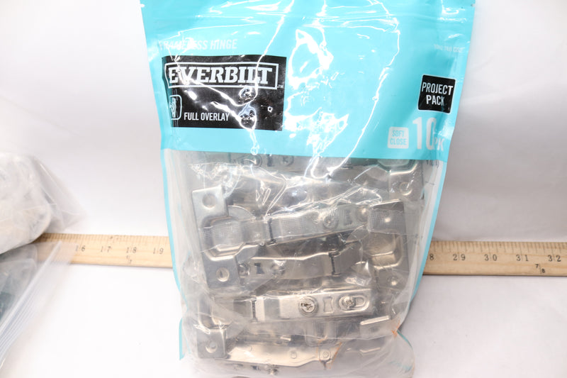 (10-Pk) Everbilt Full Overlay Soft Close Cabinet Hinge 110-Deg Steel Nickel