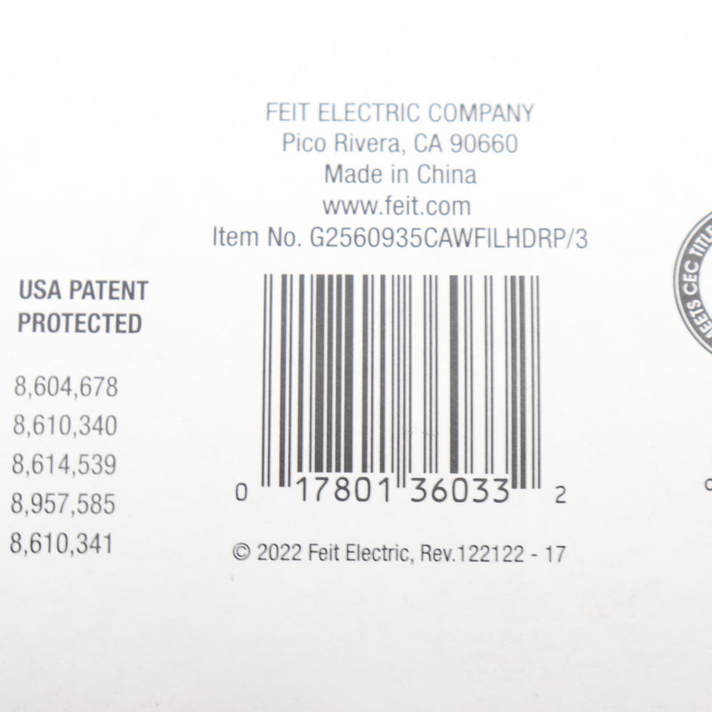 (2-Pk) Feit Electric Dimmable LED Light Bulb Glass Clear True White 3500K 60W