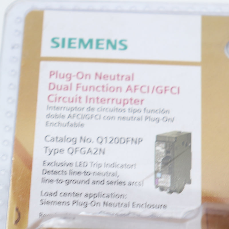 Siemens Dual Function Circuit Breaker Plug-On 120V 20A Black Q120DFNP