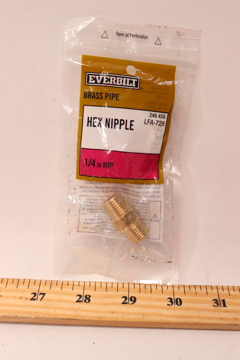 Everbilt Lead Free Hex Nipple Fitting Brass 1/4" MIP x 1-1/2" LFA-729