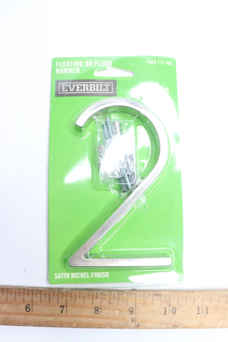 Everbilt Floating or Flush Plated House Number 2 Satin Nickel 5" 1003111482