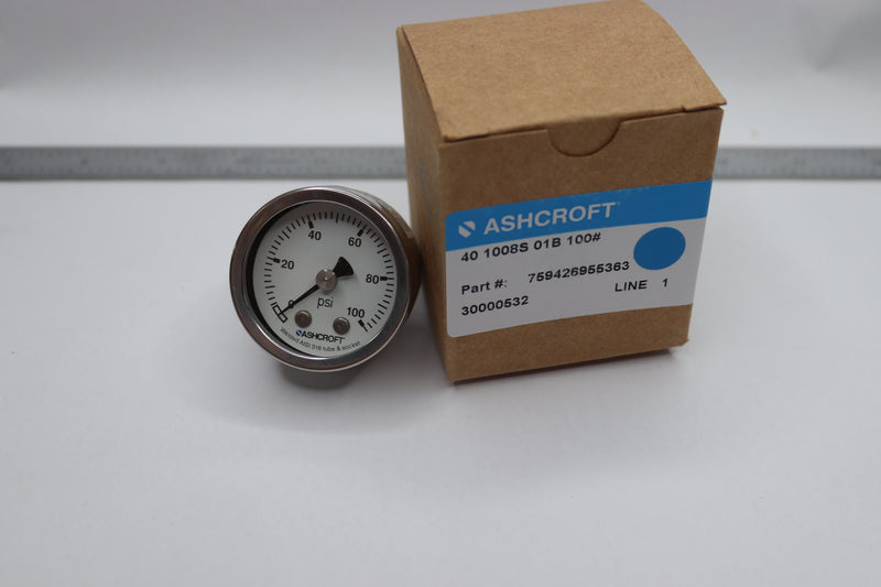 Ashcroft Industrial Pressure Gauge 316 Stainless Steel 1/8" MNPT 40 1008S01B100#