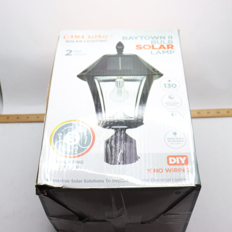 Gama Sonic Baytown II Bulb Solar Outdoor Post Light Black GS-105B-FPW