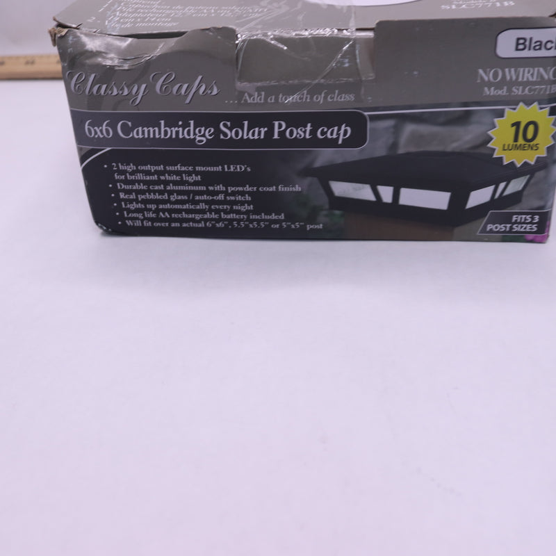 Classy Caps Cambridge Solar Post Cap Aluminum Black 6" x 6" SLC771B