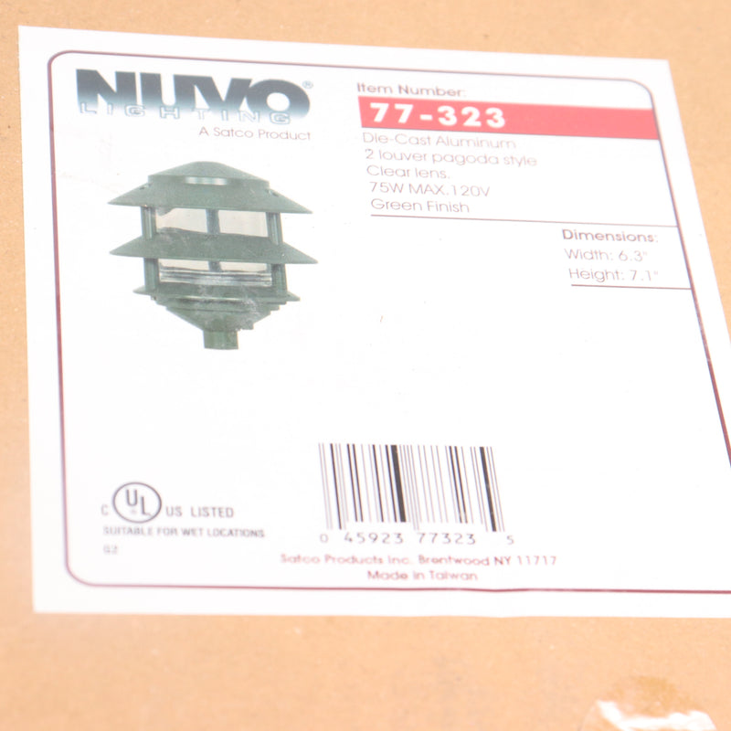 Nuvo Pagoda Pathlight Fixture Small Hood Green 1-Light 2-Tier 77-323