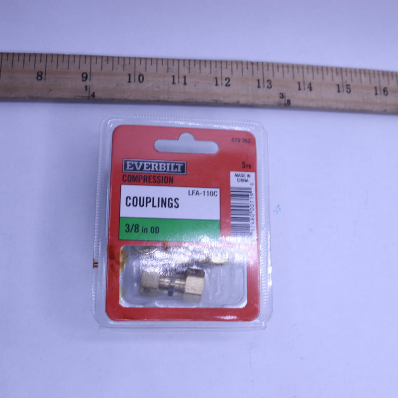 (5-Pk) Everbilt Compression Coupling Brass 3/8" OD 619 352