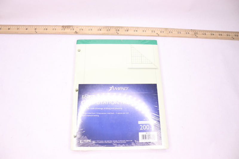 Ampad Engineer Pad Green 200 Sheet 5 Squares Per Inch 8.5" x 11" 22144