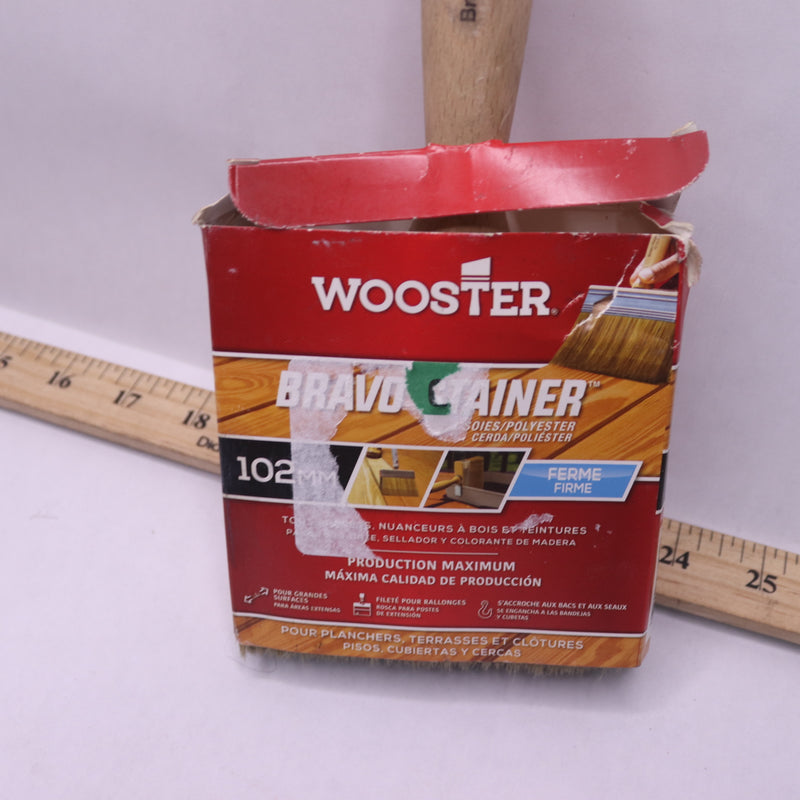 Wooster Bravo Stainer Flat China Bristle Paint Brush Polyester/White 4"