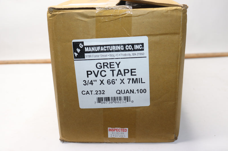 (100-Pk) A&G Manufacturing Co, Inc. PVC Tape Grey 3/4" x 60 Ft. x 7 mm 232