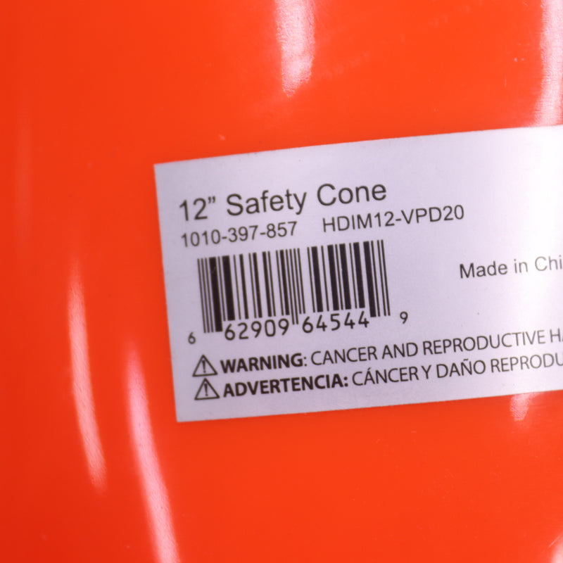 Home Depot Injection Molded Safety Cone with Orange Base PVC 12 1010-397-857