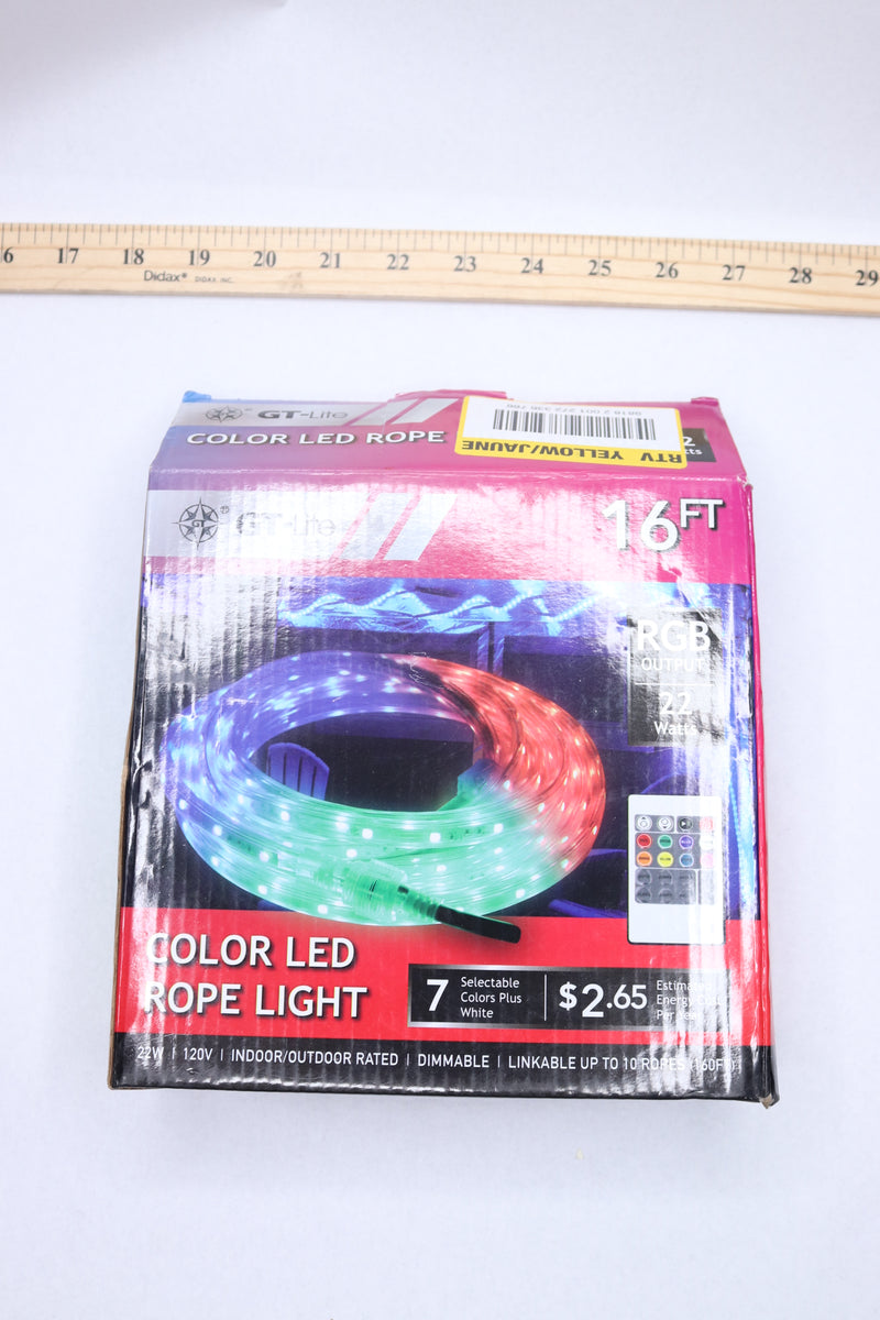 GT-Lite Color Changing LED Linkable Rope Light 16-ft GT-RL-FL