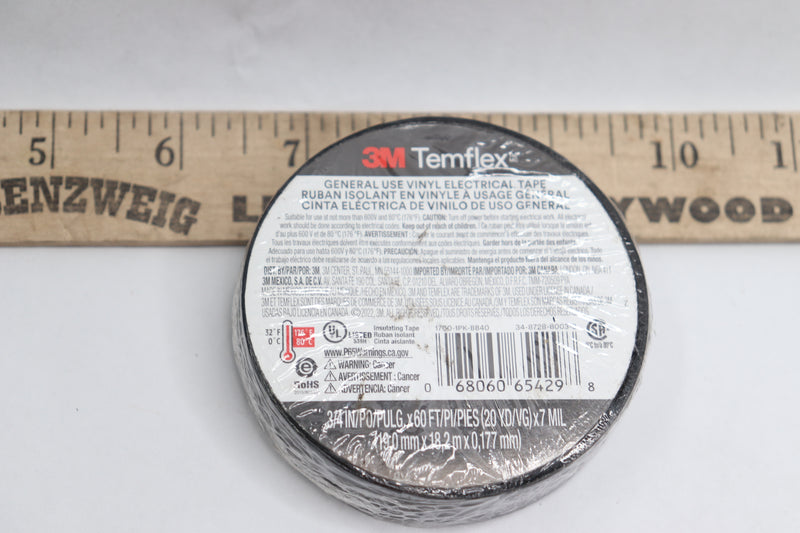 3M Vinyl Electrical Tape Black 3/4 W x 60' L 1700-1PK-BB40