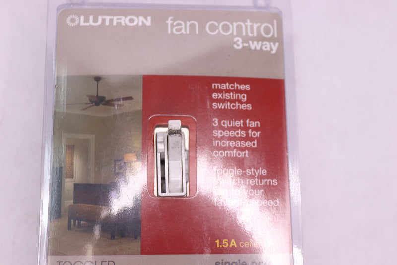 Lutron Toggler Fan Control 3-Speed Single Pole 3-Way 1.5-A White TGFSQ-FH-WH