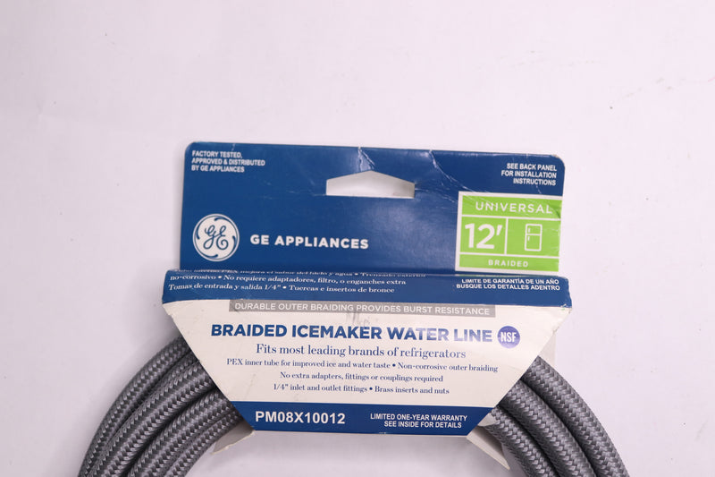 GE Universal Braided Icemaker Water Line 1/4&quot; Inlet & Outlet 12-Ft