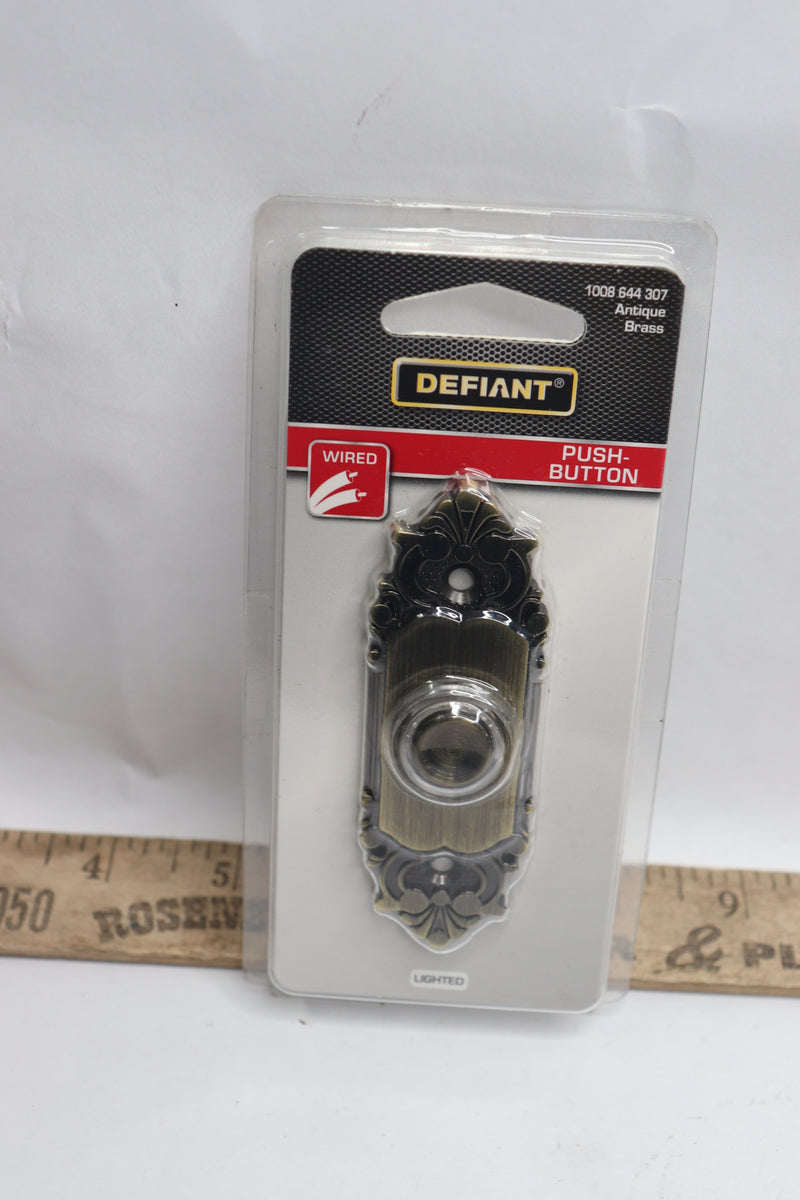 Defiant Wired LED Illuminated Doorbell Push Button Antique Brass 1008 644 307