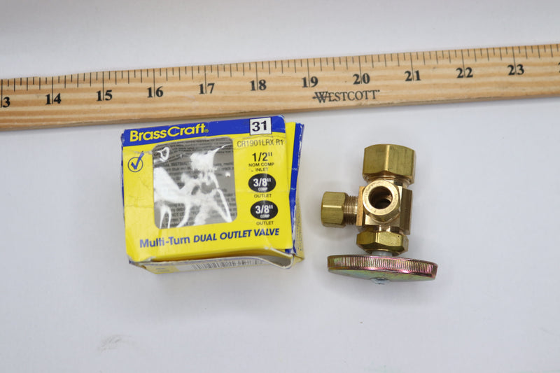 BrassCraft Dual Outlet Multi-Turn Valve 1/2" x 3/8" x 3/8" CR1901LRX