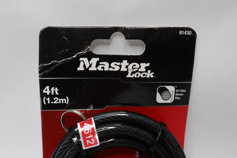 Master Lock Self Coiling Cable Lock Black 4-Feet x 5/16" 8143D