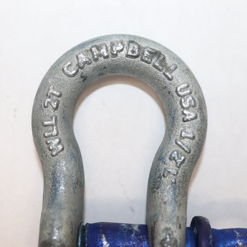 Campbell Galvanized Screw Pin Anchor Shackle Blue Pin 1/2"