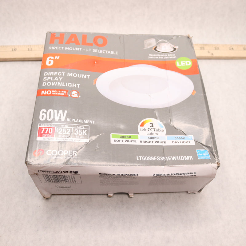 Halo Canless LED Recessed Light 800 Lumens 8.5W White 6" LT6089FS351EDMR
