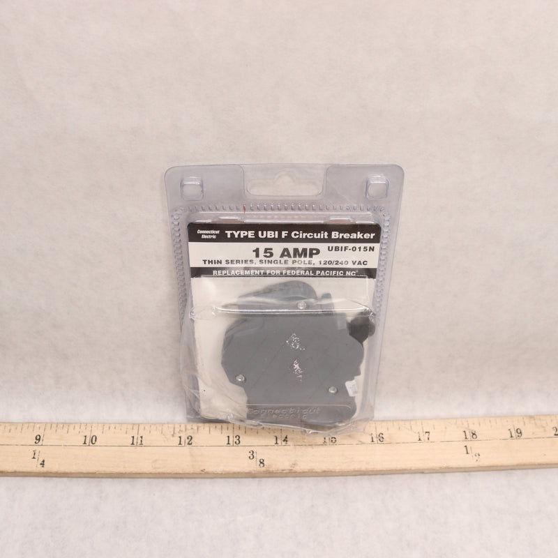 Connecticut Electric One Pole 15 Amp Thin Series Circuit Breaker Gray UBIF-015N