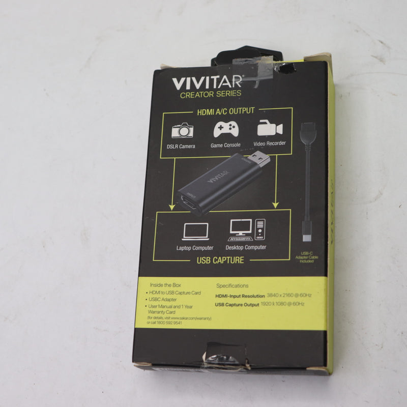 Vivitar HDMI to USB Video Converter Includes USB-C Adapter Cable Black VIVRW7310