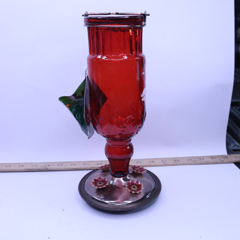 Perky-Pet Antique Bottle Hummingbird Feeder Large Red - Sticker Residue on Side