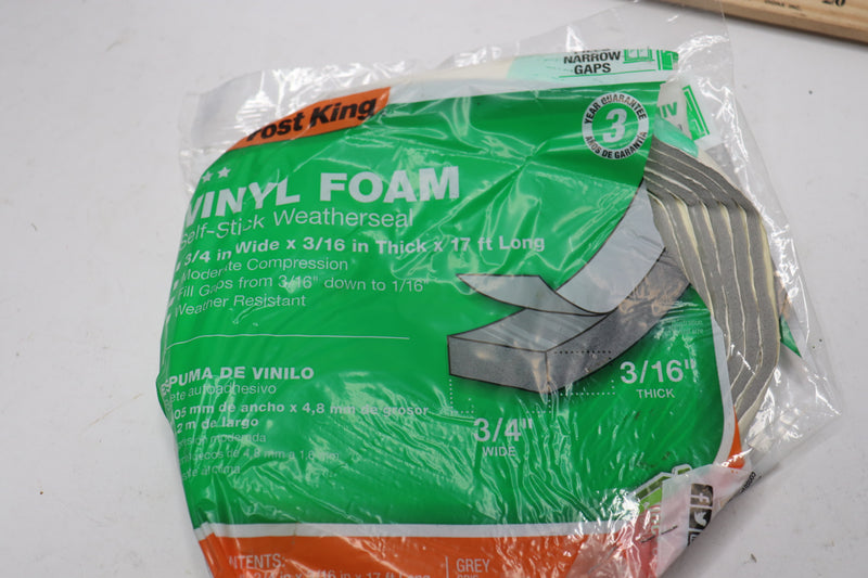 Frost King Vinyl Foam Tape Grey 3/4" W x 3/16" T x 17' L