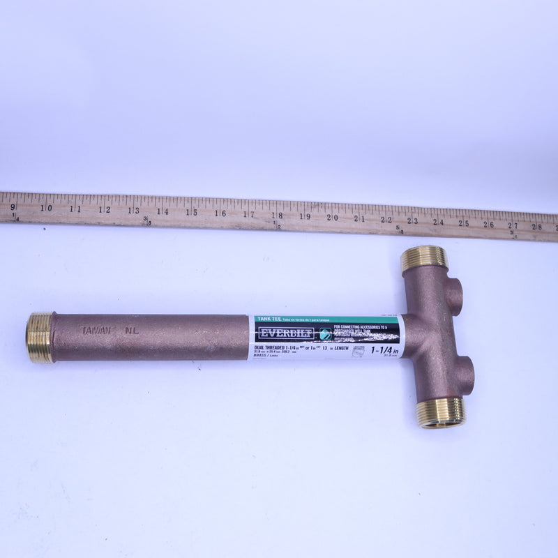 Everbilt Toilet Tee Dual Threaded Brass 1-1/4" MPT or 1" MPT x 13" L 1001 480 23