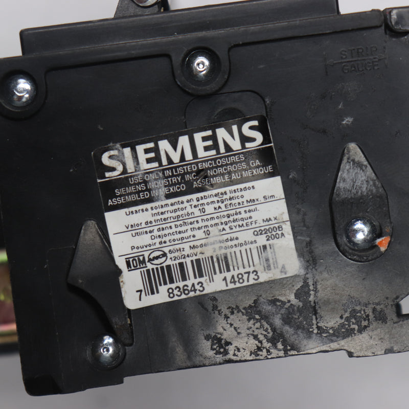 Siemens Circuit Breaker 4P 200A 10K 120/240V Q2200B