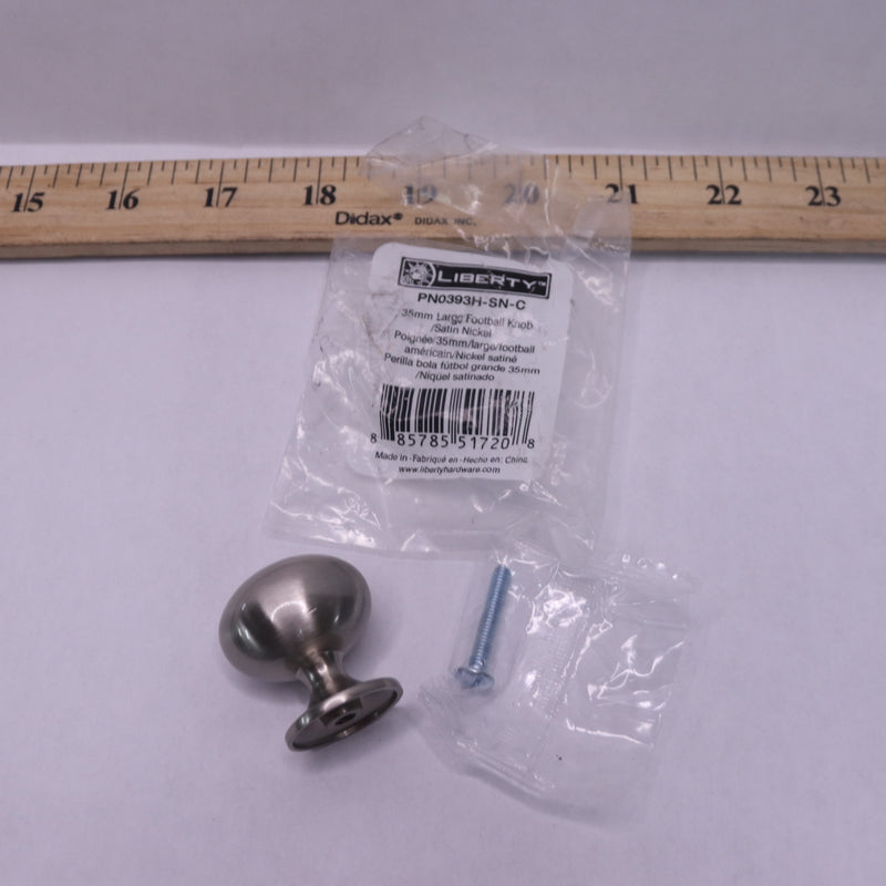 Liberty Kitchen Cabinet Hardware Knob Satin Nickel 1-3/8" PN0393H-SN-C