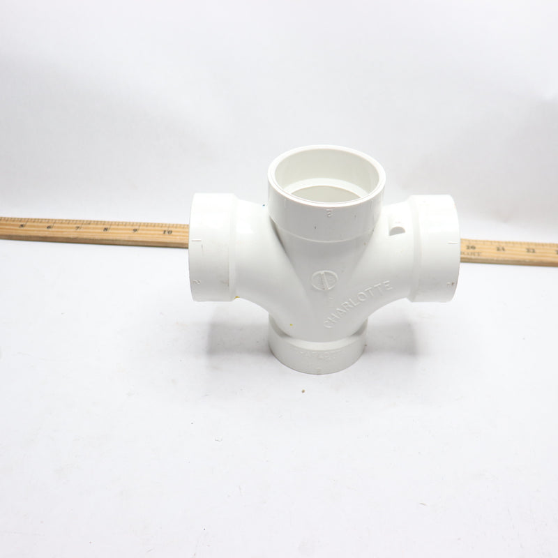 Charlotte Pipe Double Sanitary Tee DWV PVC White 2"