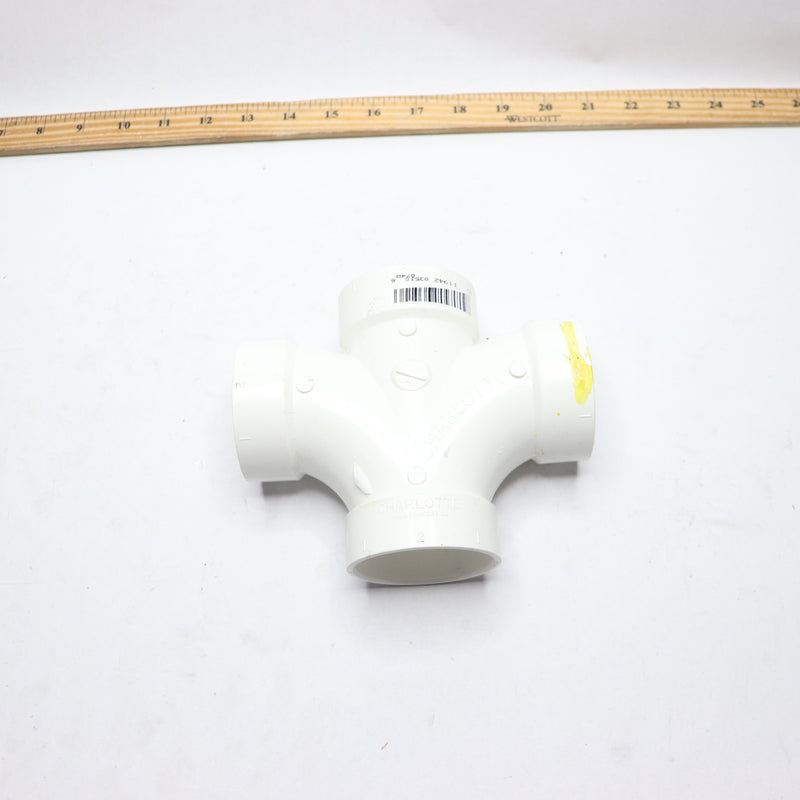 Charlotte Pipe Double Sanitary Tee DWV PVC White 2"