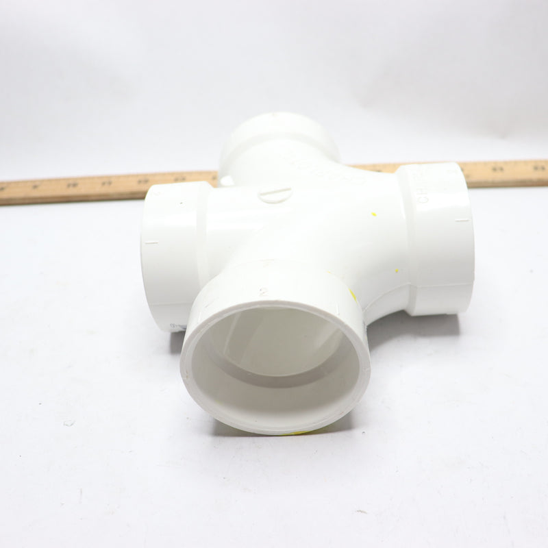 Charlotte Pipe Double Sanitary Tee DWV PVC White 2"