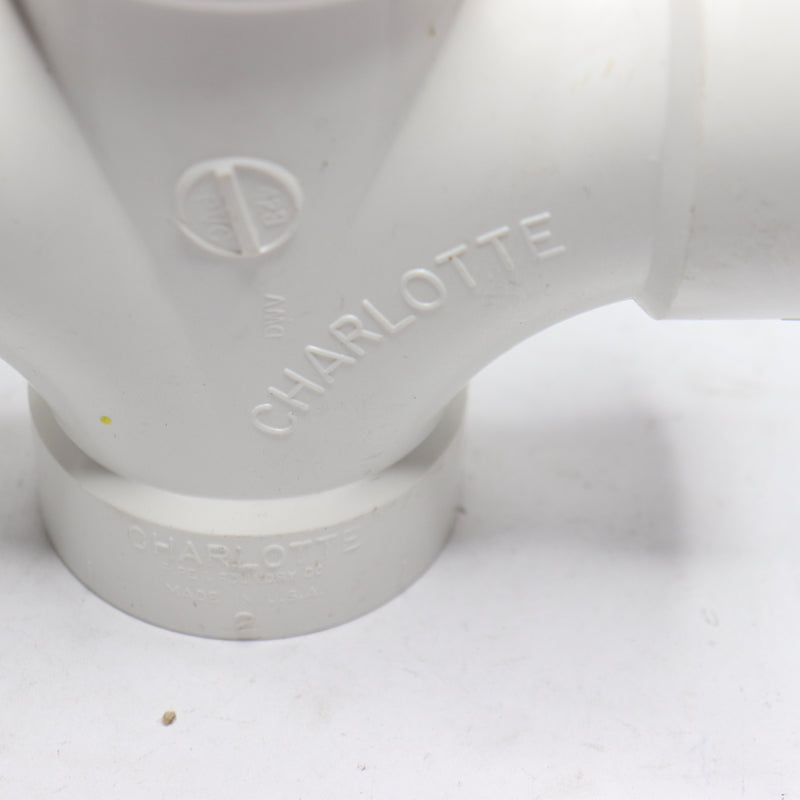 Charlotte Pipe Double Sanitary Tee DWV PVC White 2"