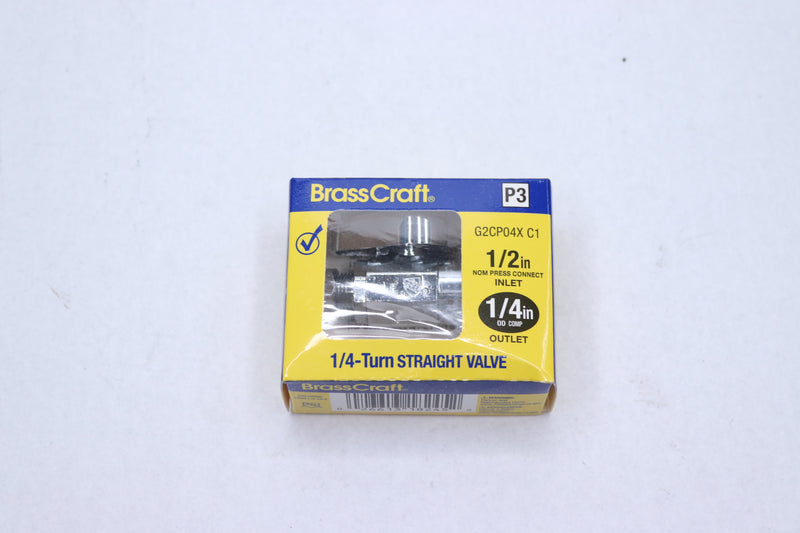 BrassCraft Straight Stop Valve 0.5" Press x 0.25" O.D G2CP04X C1