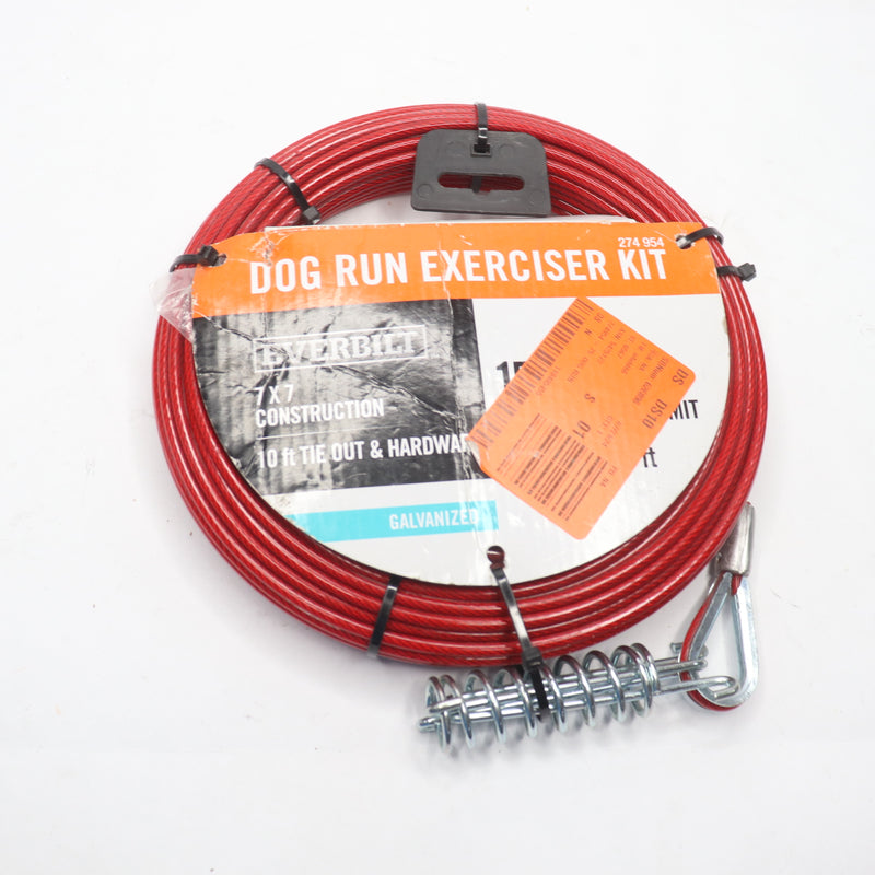 Everbilt Galvanized Dog Run Tie Out Cable Exerciser Kit 1/8" x 75 ft.