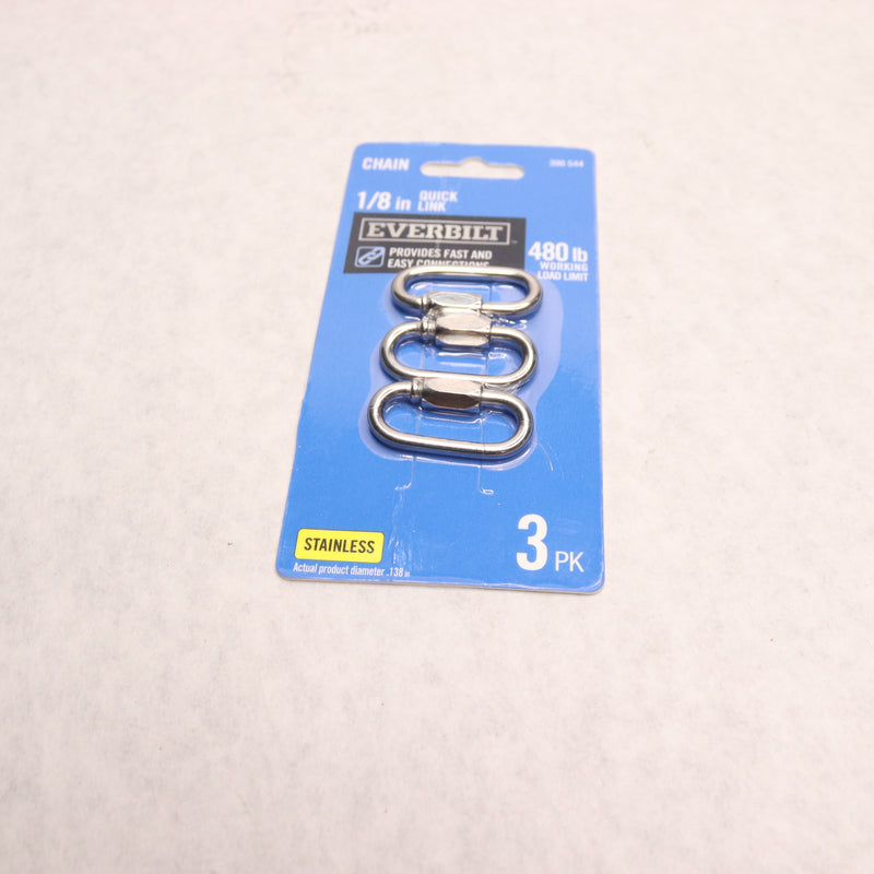 (3-Pk) Everbilt Quick Link Stainless Steel 1/8" 398544