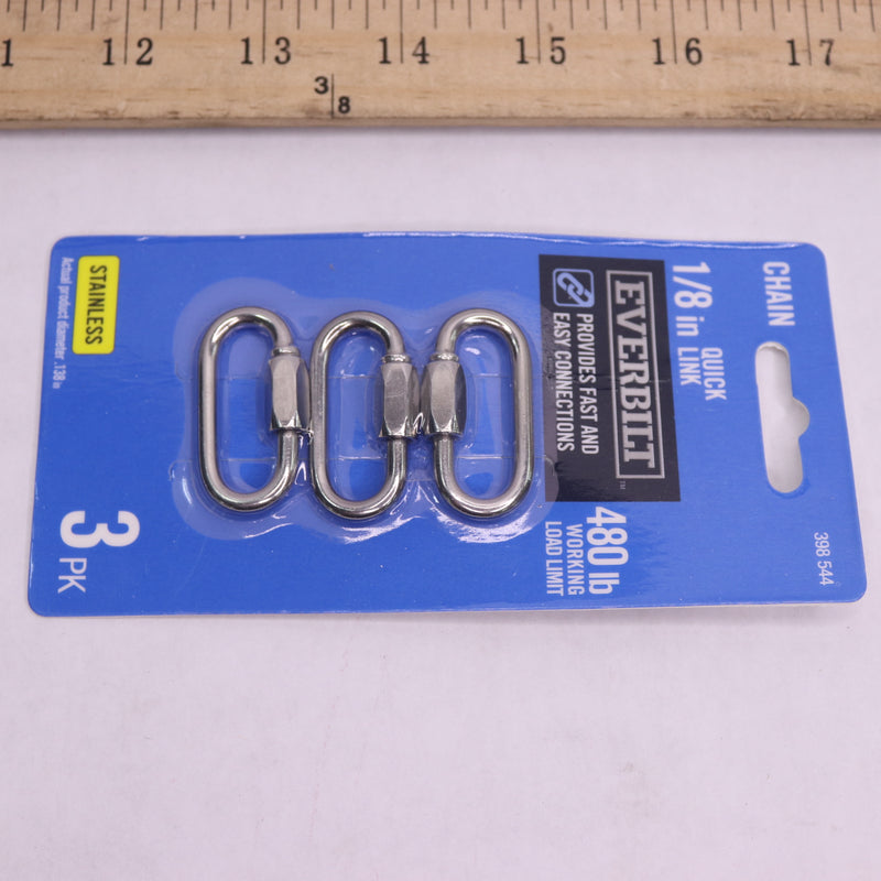 (3-Pk) Everbilt Stainless Steel Quick Link 1/8" 398 544