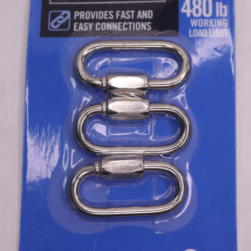 (3-Pk) Everbilt Stainless Steel Quick Link 1/8" 398 544