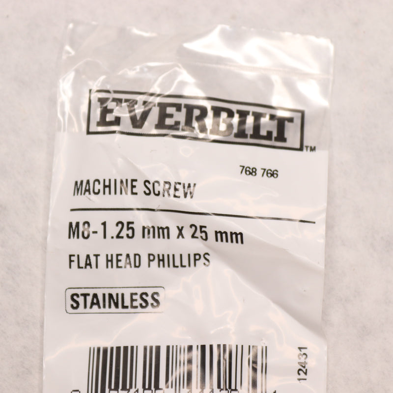 Everbilt Flat Head Phillips Machine Screw Stainless M8-1.25mm x 25mm 768766