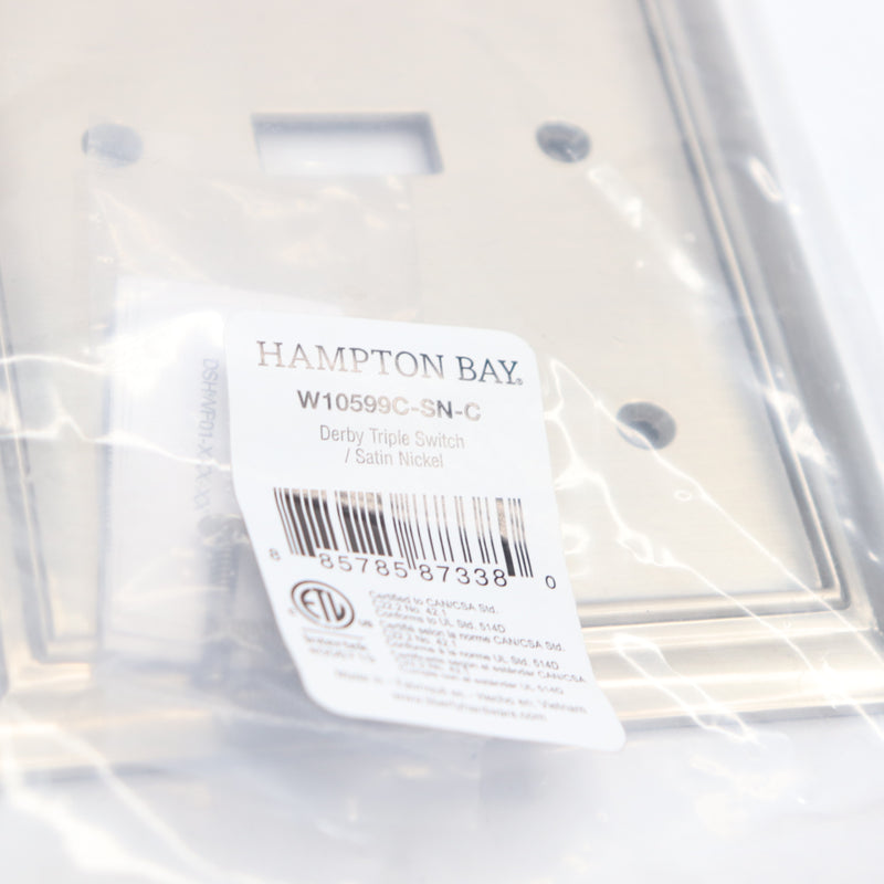 Hampton Bay Triple Toggle Switch Wall Plate Satin Nickel 3-Gang W10599C-SN-C