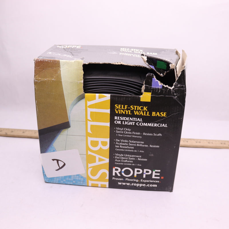 Roppe Self-Stick Vinyl Wall Base Black 4" W x 20' L HC40C51S100-028