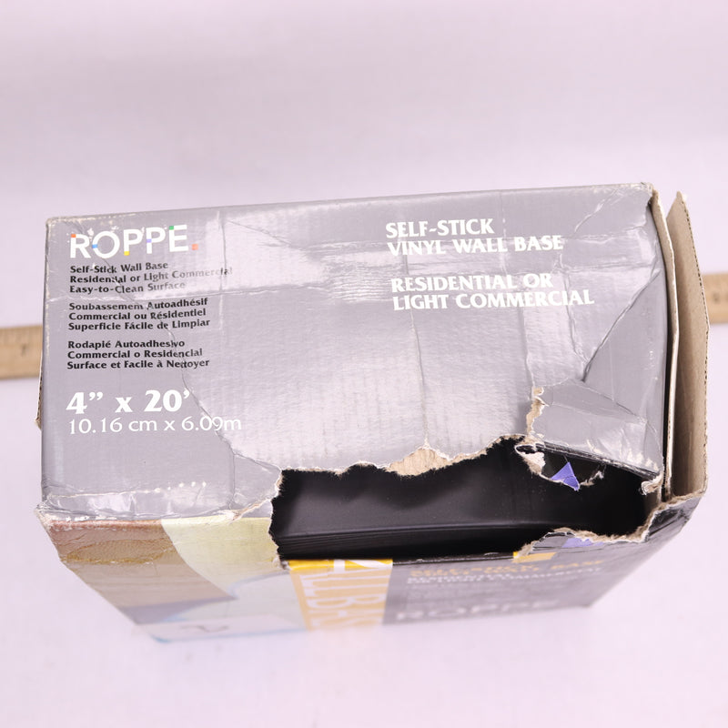 Roppe Self-Stick Vinyl Wall Base Black 4" W x 20' L HC40C51S100-028