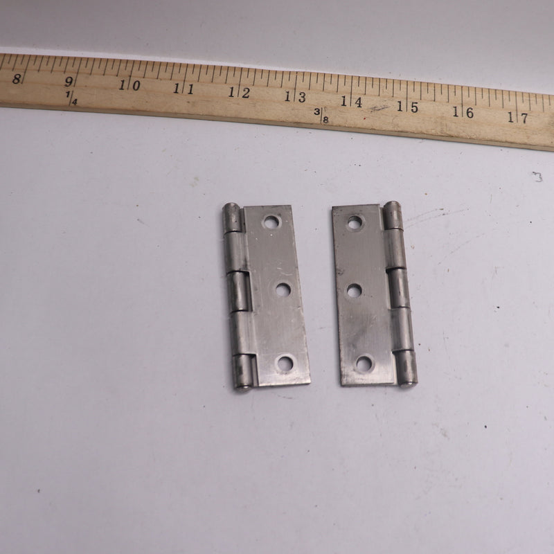 (2-Pk) Everbilt Non-Removable Pin Narrow Utility Hinge Stainless Steel 3"