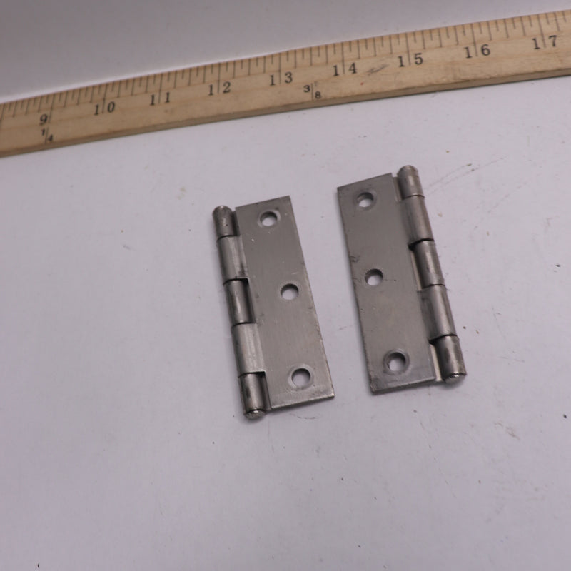 (2-Pk) Everbilt Non-Removable Pin Narrow Utility Hinge Stainless Steel 3"