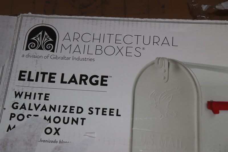 Architectural Mailboxes Elite Post-Mount Mailbox Large White Steel E1600WAM