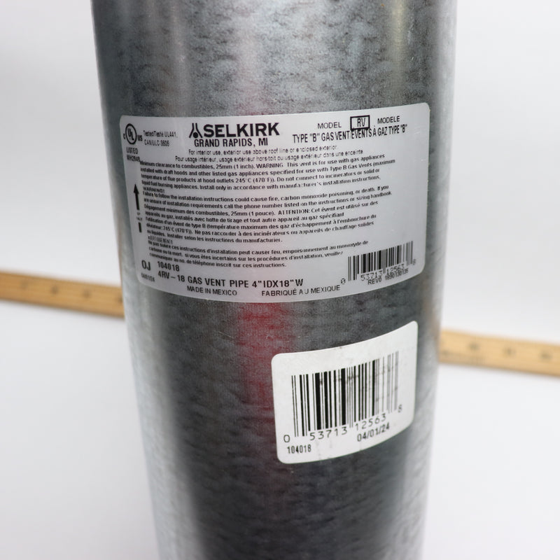 Selkirk Aluminum Round Gas Vent Pipe 4 in. D X 18 in. L 104018