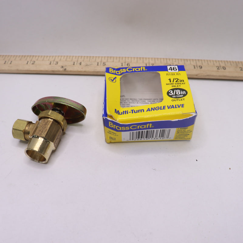 Brasscraft Angle Stop Shut-Off Valve Rough Brass R19X R1